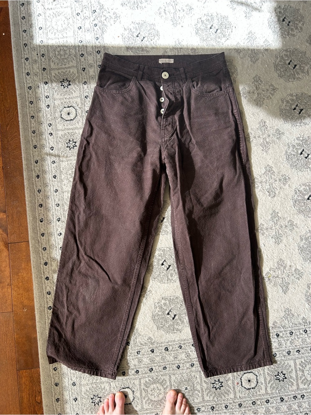 Jesse Kamm Brown Wide-Leg Button-Fly Trousers